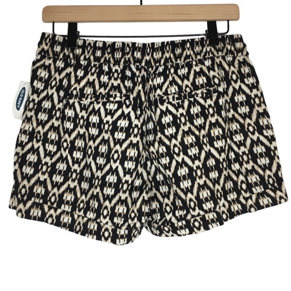 OLD NAVY Linen Blend Shorts Pull On Drawstring Ikat Print Neutral Size Small NWT - Picture 3 of 9